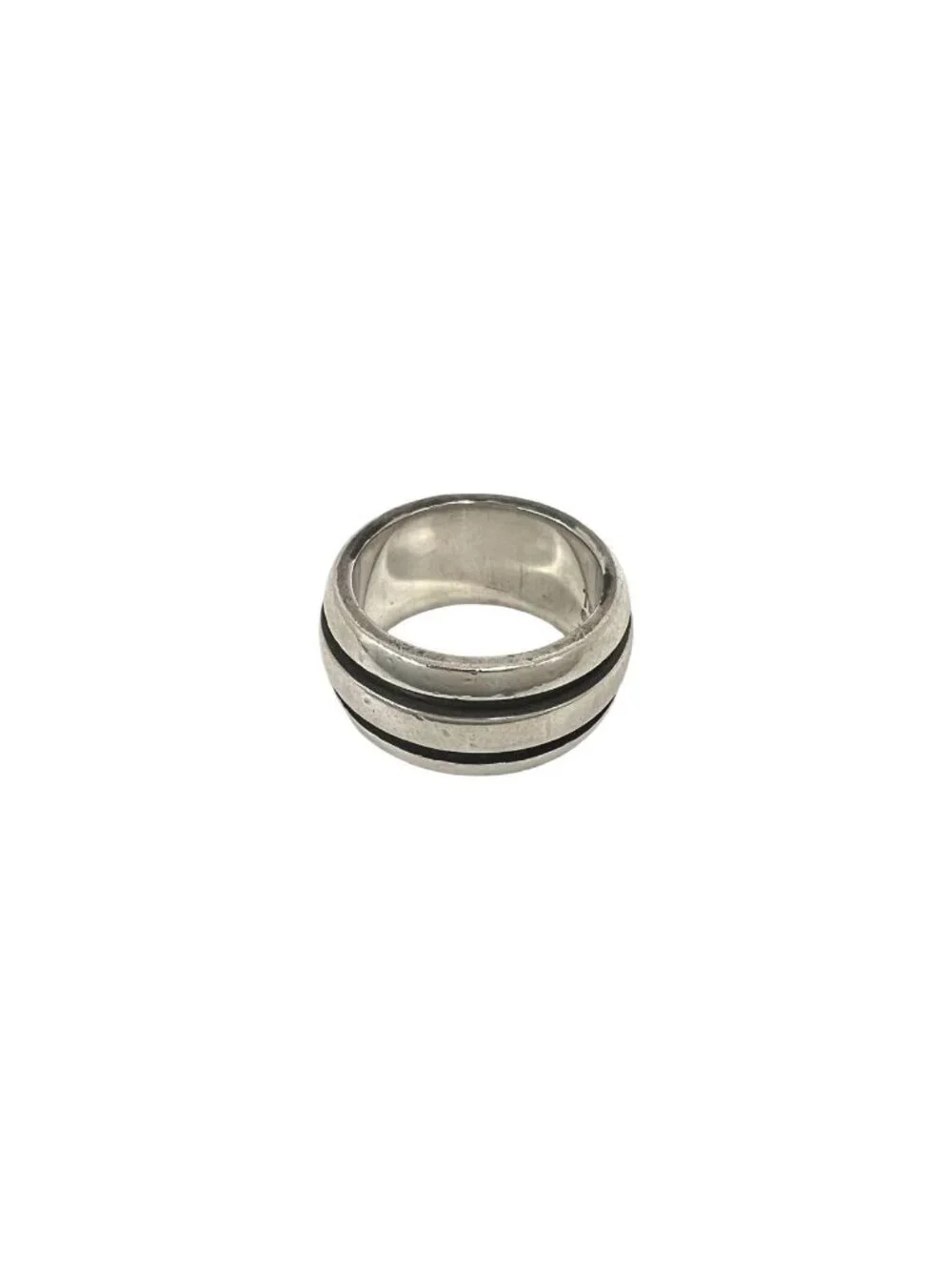 Tiffany & Co Vintage Grooved Double Line Ring 925 Sterling Silver Accessory